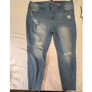Celebrity Pink The Rider Distressed Skinny Jeans Medium Wash Blue Denim PlusSize